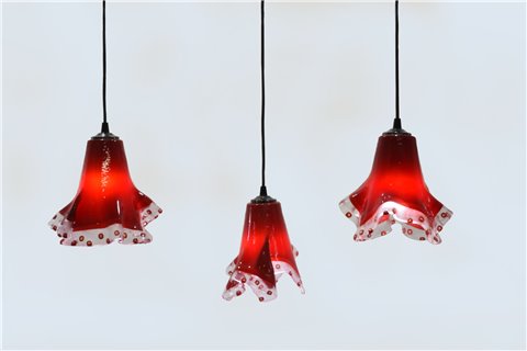 Lampadario tris rosso