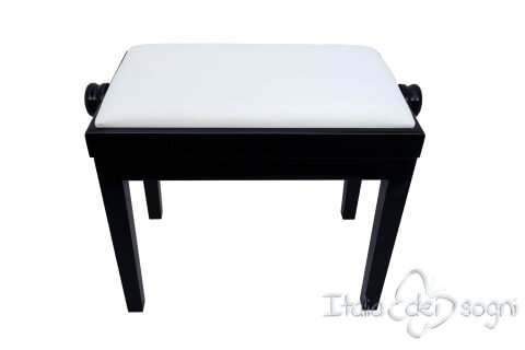 Small Bench for Piano “Rossini” - real leather white