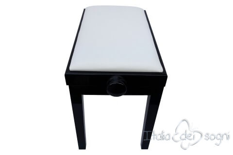 Small Bench for Piano “Rossini” - real leather white