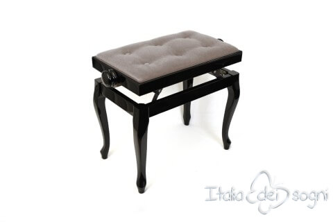 Tabouret de piano « Vivaldi» - velours gris