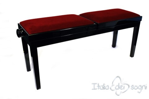 Tabouret de piano double « Mascagni» - velours rouge