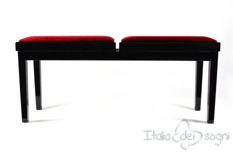 Tabouret de piano double « Mascagni» - velours rouge