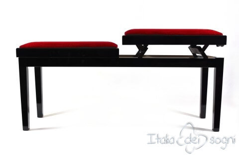 Tabouret de piano double « Mascagni» - velours rouge