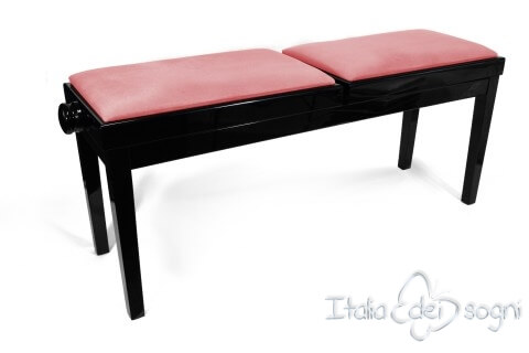 Tabouret de piano double « Mascagni» - velours rose