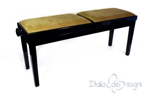 Tabouret de piano double « Mascagni» - velours noisette