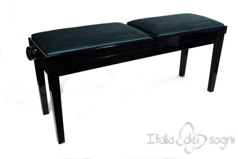 Tabouret de piano double « Mascagni» - velours bleu clair