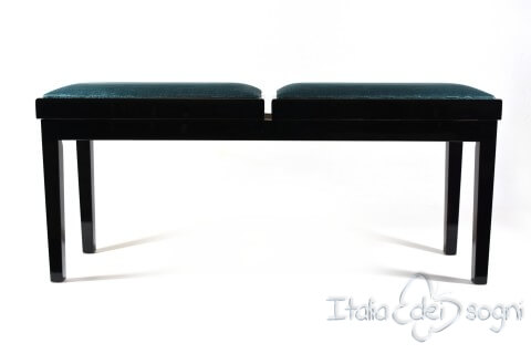 Tabouret de piano double « Mascagni» - velours bleu clair