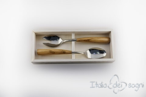 salad server set, olive wood