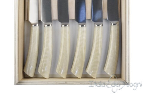 6 piece Rustic steak knives, ivory resin