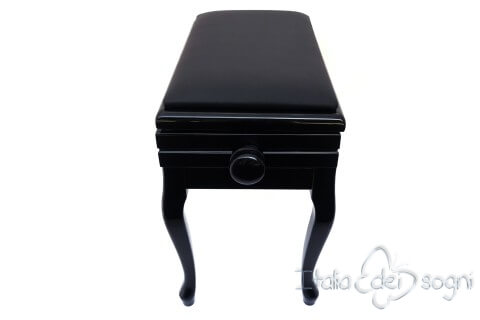 Small Bench for Piano "Toscanini" - Real Leather Black