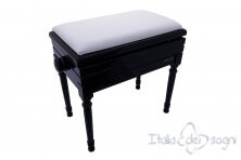 Small Bench for Piano "Carulli" - Real Leather White