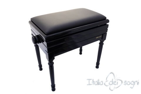 Klavierbank "Carulli" - schwarz aus echtem Leder