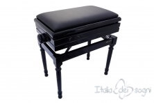 Klavierbank "Carulli" - schwarz aus echtem Leder