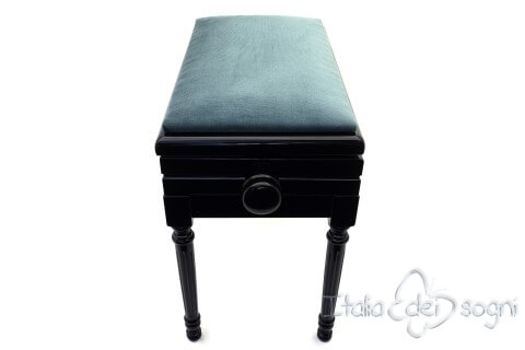 Small Bench for Piano "Carulli" - Light Blue Velvet