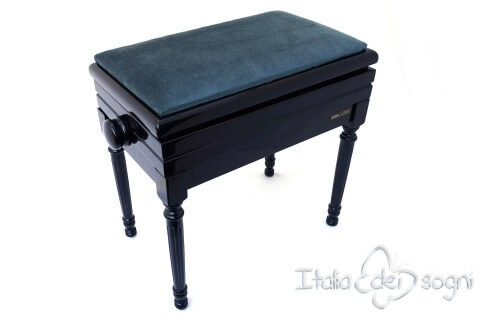 Small Bench for Piano "Carulli" - Light Blue Velvet