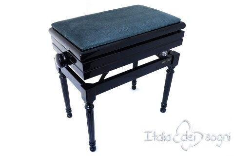 Small Bench for Piano "Carulli" - Light Blue Velvet