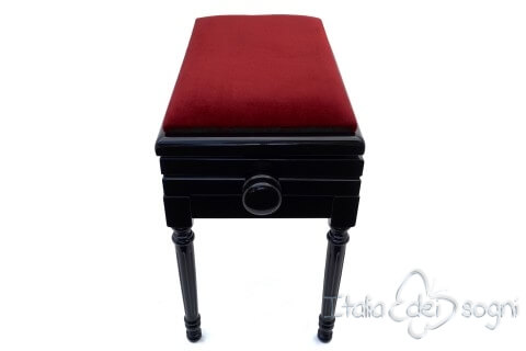 Small Bench for Piano "Carulli" - Red Velvet