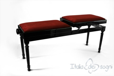 Small Bench for Piano "Pergolesi" - Bordeaux Velvet