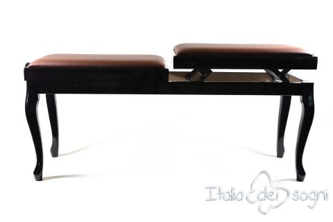 Small Bench for Piano "Clementi" - Real Leather Brown